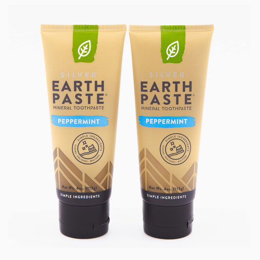 REDMOND Earthpaste frente del envase mostrando diseño y beneficio de ingredientes naturales