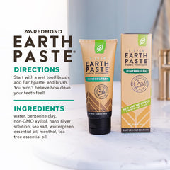 Comparación de tamaño del tubo REDMOND Earthpaste 4oz para visualización de la cantidad