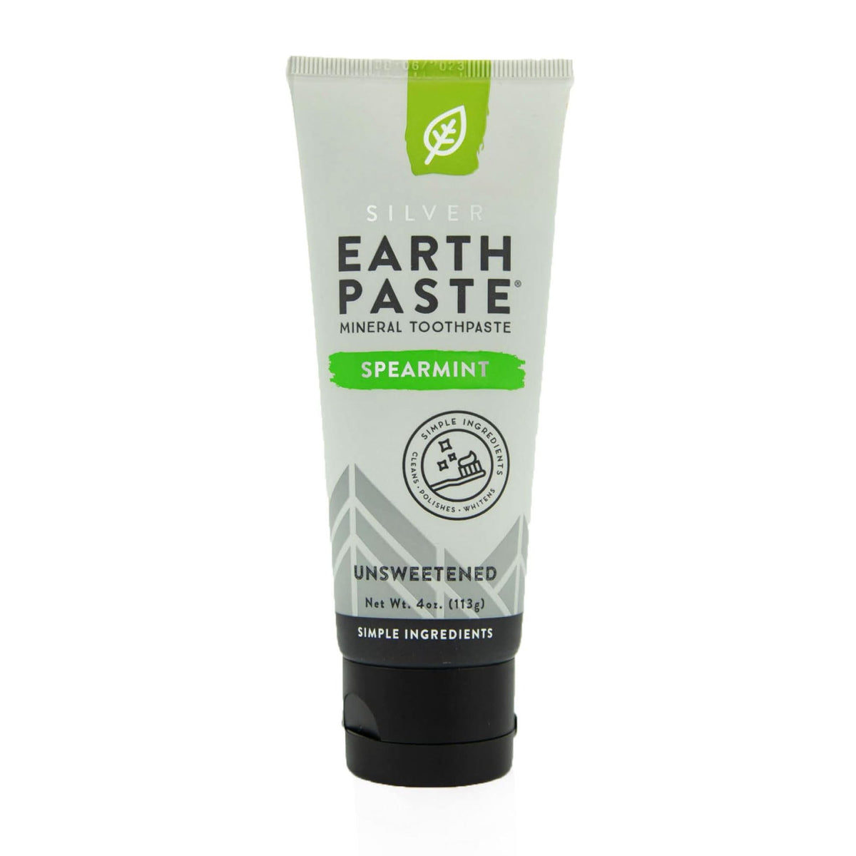 REDMOND Earthpaste con Silver frente del tubo mostrando etiqueta y beneficios naturales