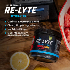 REDMOND vaso preparado Re-Lyte con hielo como bebida refrescante post-entreno