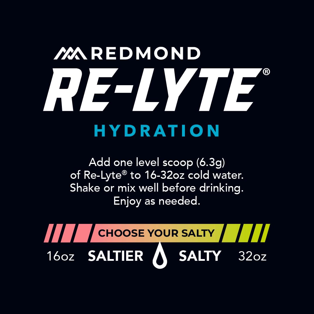 REDMOND ingredientes en mesa con Real Salt y agua de coco, perfil mineral natural