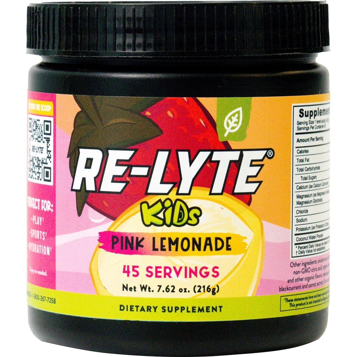 REDMOND empaque frontal del Re-Lyte Kids con etiqueta clara y beneficio hidratación