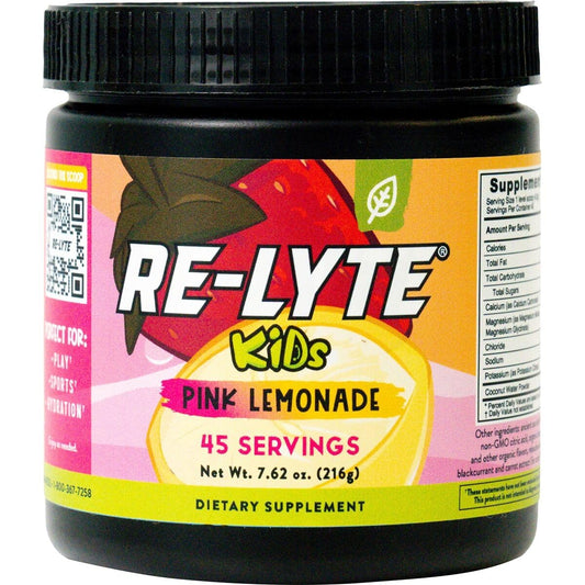 REDMOND empaque frontal del Re-Lyte Kids con etiqueta clara y beneficio hidratación