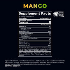 REDMOND etiqueta nutricional mango, claridad en electrolitos clave