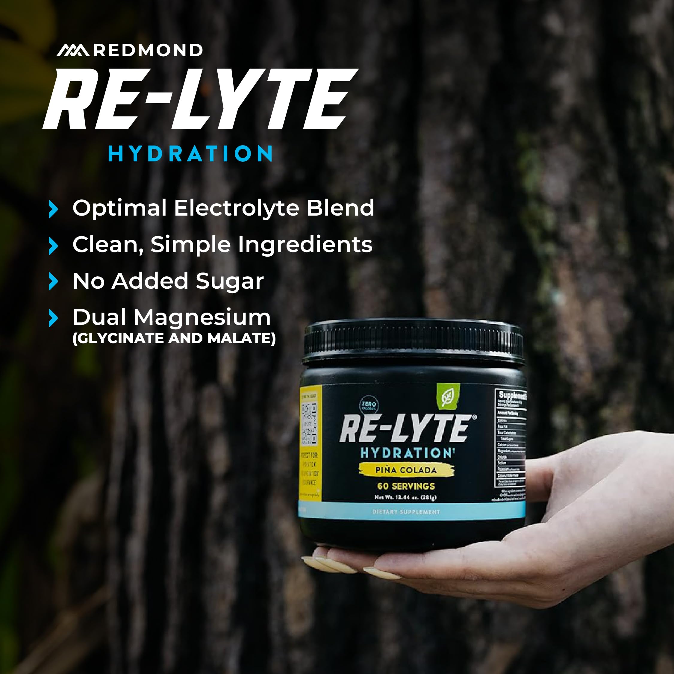 Botella deportiva con Re-Lyte mezclado, marca REDMOND y conveniencia para entrenamiento
