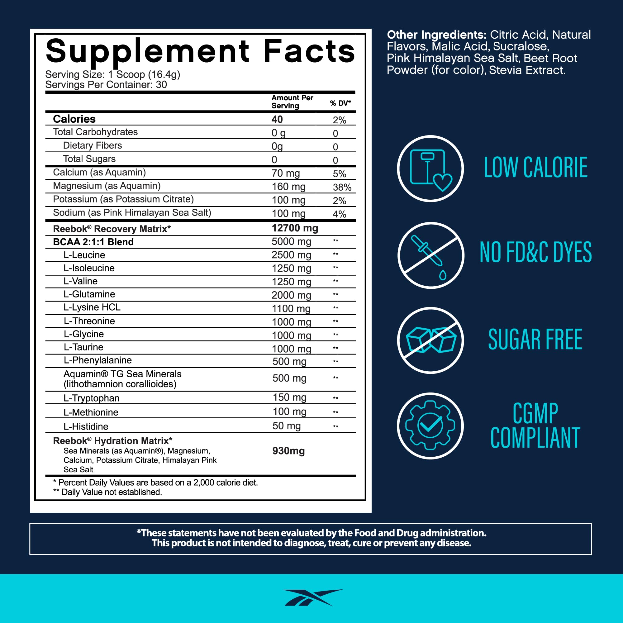 Reebok detalle del polvo Strawberry Lemonade textura fina y solubilidad