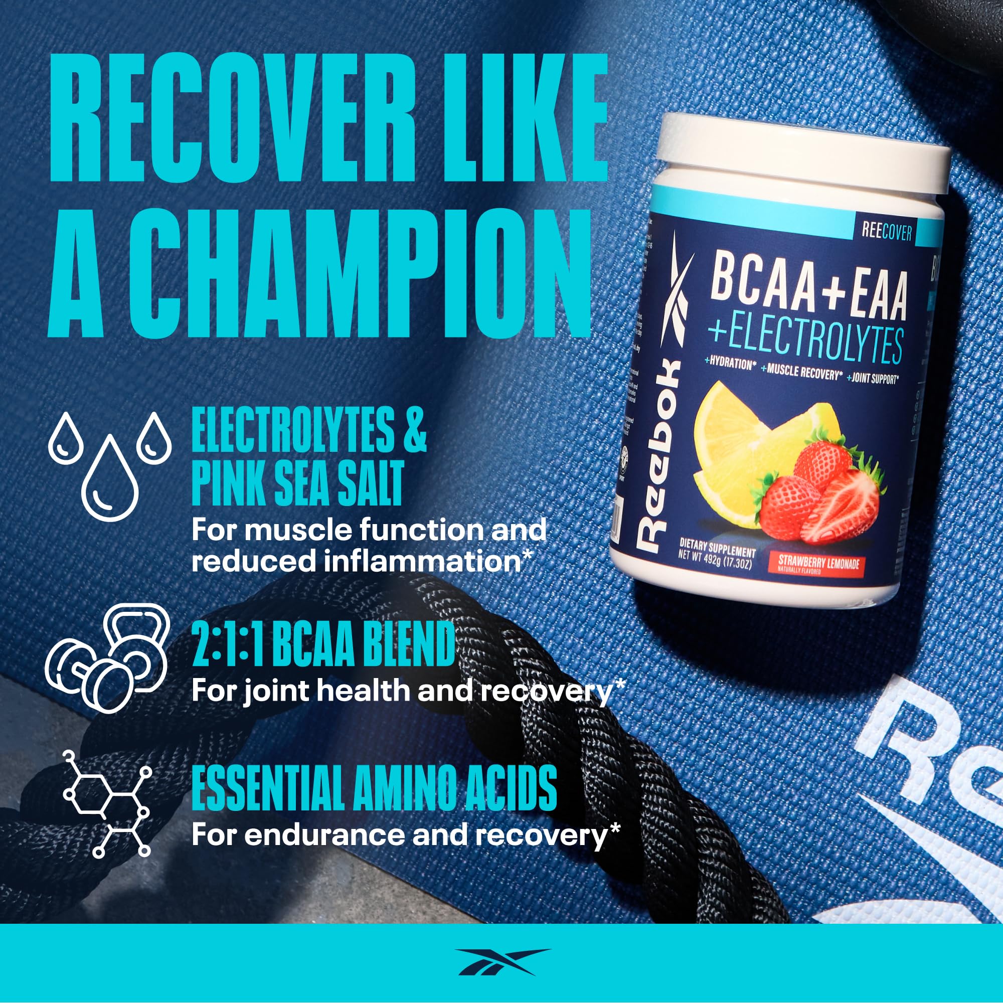 Reebok vaso con bebida mezclada hidratación refrescante tras ejercicio