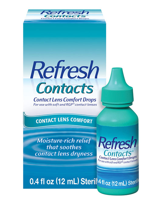 Refresh envase frontal mostrando tamaño y marca, alivio instantáneo