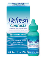 Refresh envase frontal mostrando tamaño y marca, alivio instantáneo