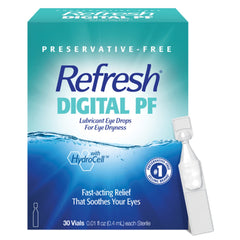 Refresh envase frontal mostrando 30 viales y beneficio de facilidad portátil