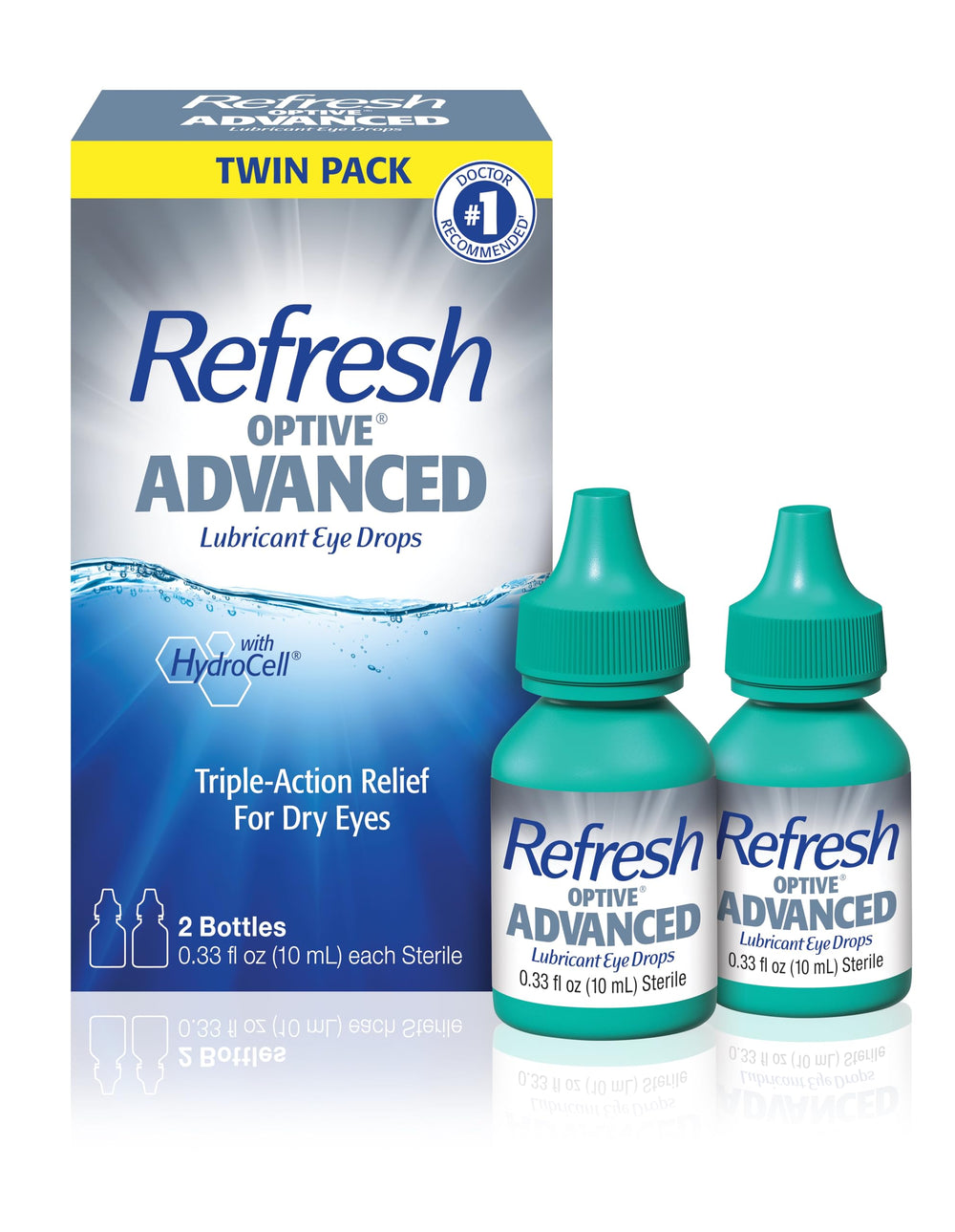 Refresh Optive Advanced frascos dobles mostrando la presentación y beneficio hidratante