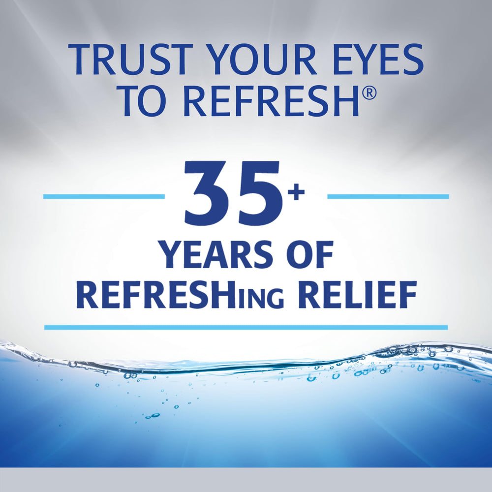 Gota transparente de Refresh Optive Advanced resaltando hidratación y lubricación