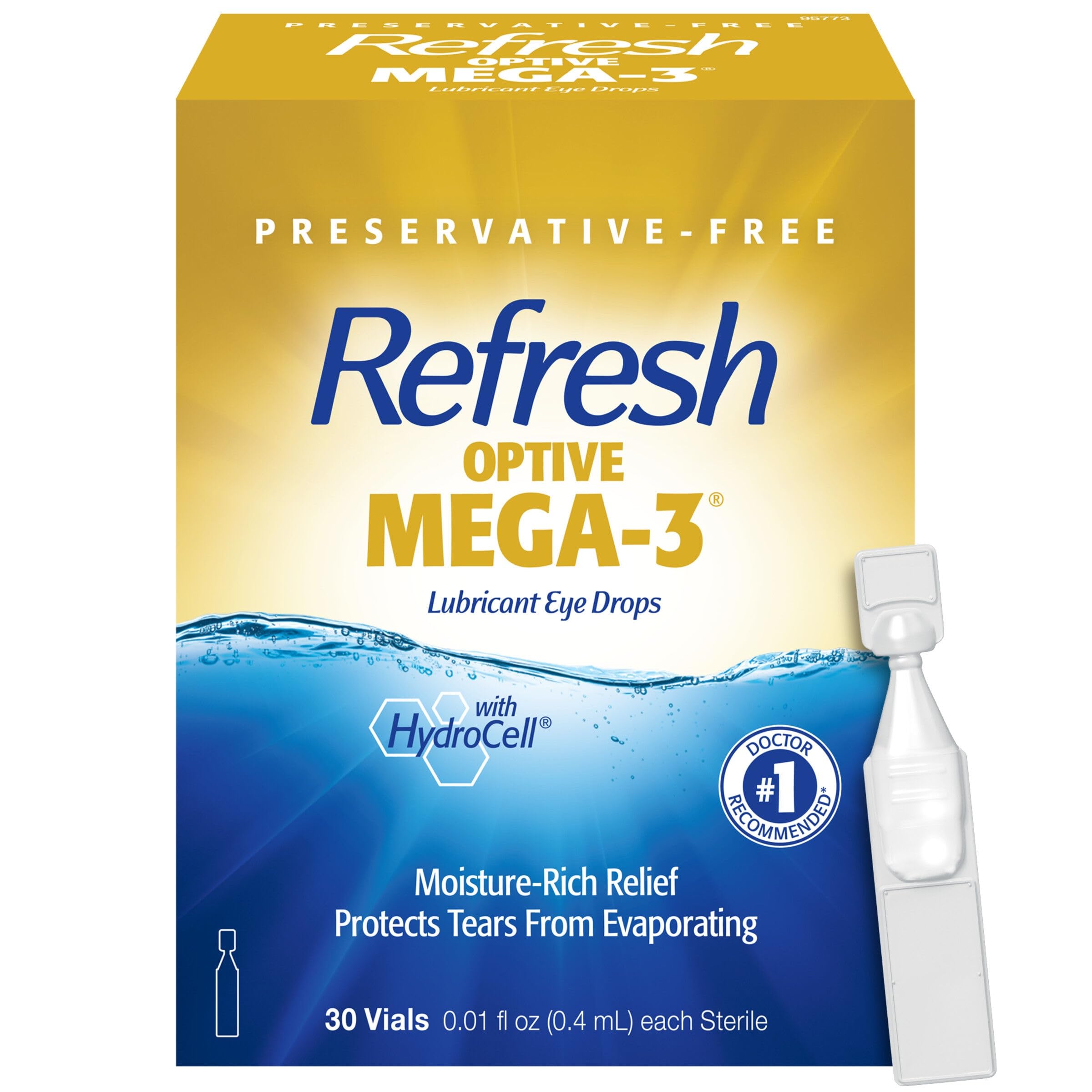 Refresh Optive Mega-3 frente del paquete mostrando el diseño y contenido para fácil identificación