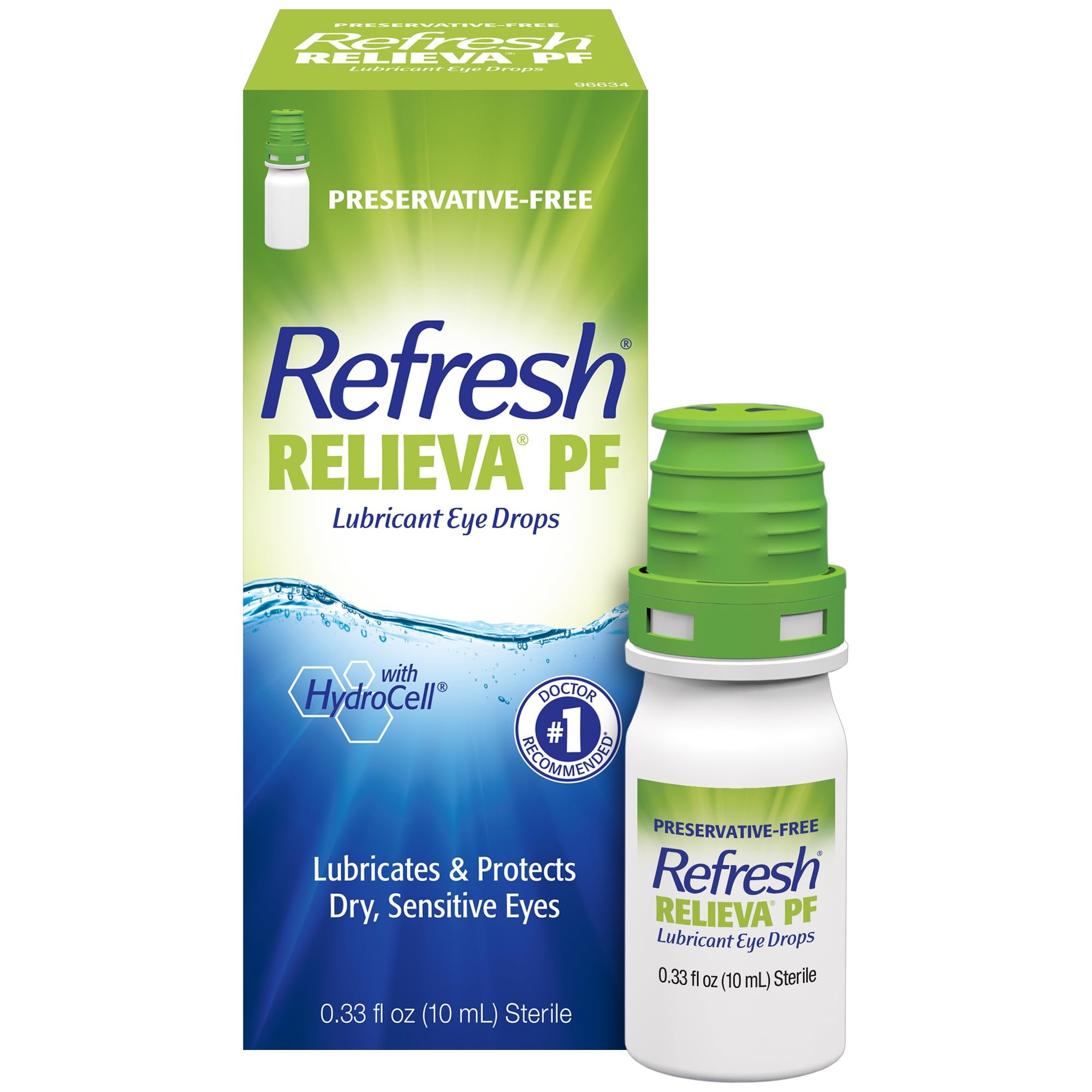 Refresh RELIEVA PF frasco frontal mostrando tamaño y marca, alivio práctico