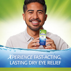 Refresh comparación de tamaño mostrando el frasco de 10 mL para llevar fácilmente