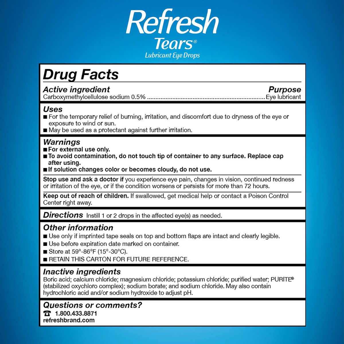 Refresh Tears en escritorio junto a gafas para uso diario y comodidad
