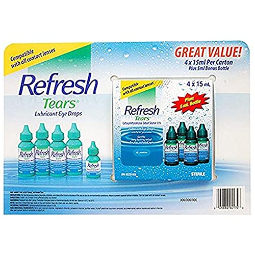 Refresh Tears etiqueta con instrucciones y beneficios visibles