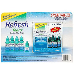 Refresh Tears etiqueta con instrucciones y beneficios visibles