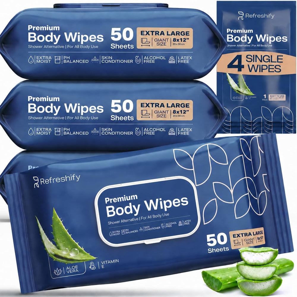 REFRESHIFY paquete frontal 200 toallitas, beneficio limpieza lista sin agua