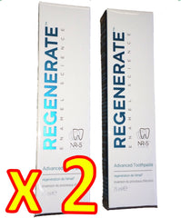Regenerate Enamel Science frontal del pack de dos tubos mostrando etiqueta y diseño de marca, protección prolongada