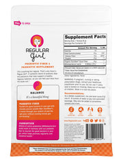 Regular Girl etiqueta con lista de ingredientes y beneficios claros