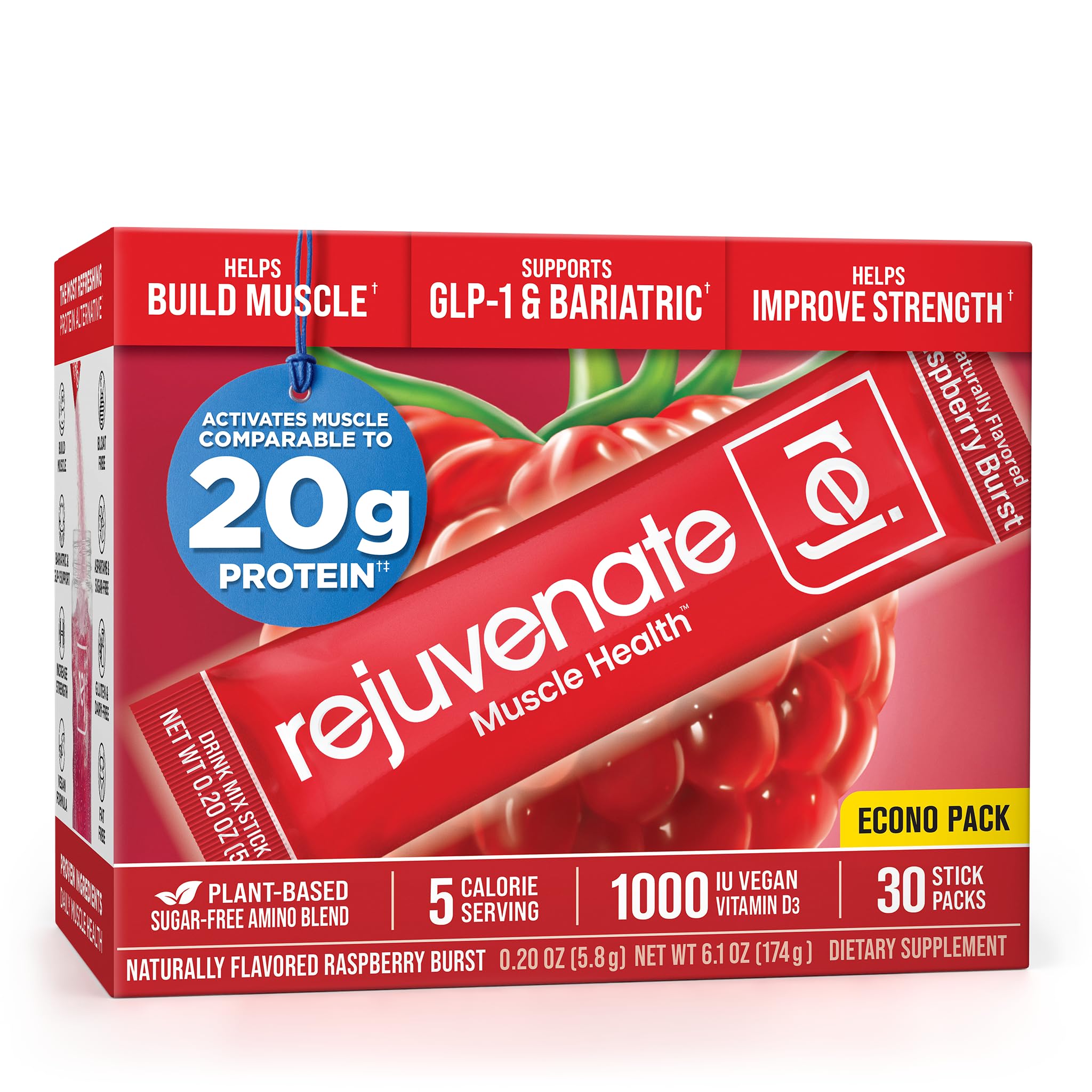 Rejuvenate frente del empaque mostrando formato stick y beneficios