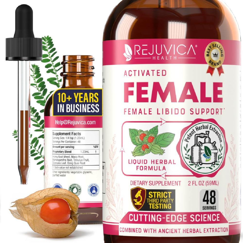 Rejuvica Health frasco frontal mostrando etiqueta clara y beneficios
