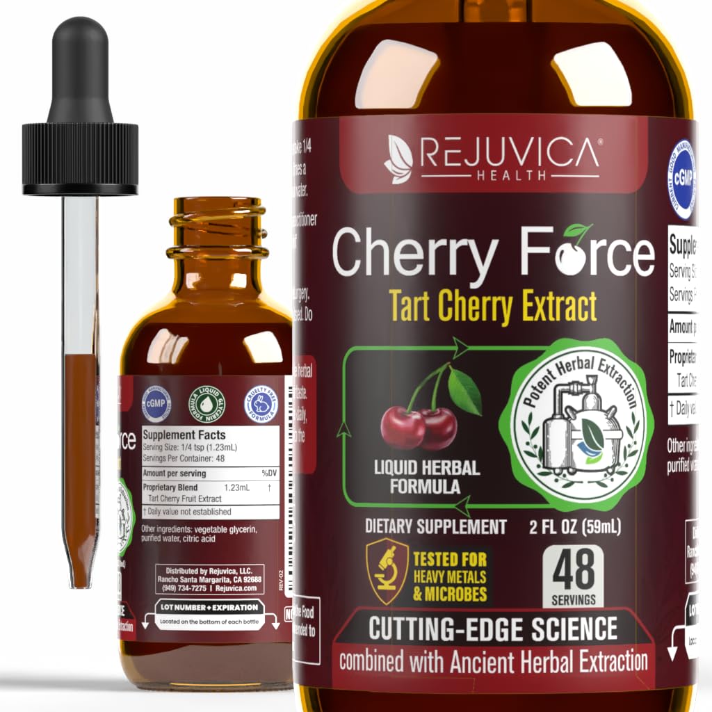 Rejuvica Health Cherry Force frasco frontal, presentación clara y uso fácil