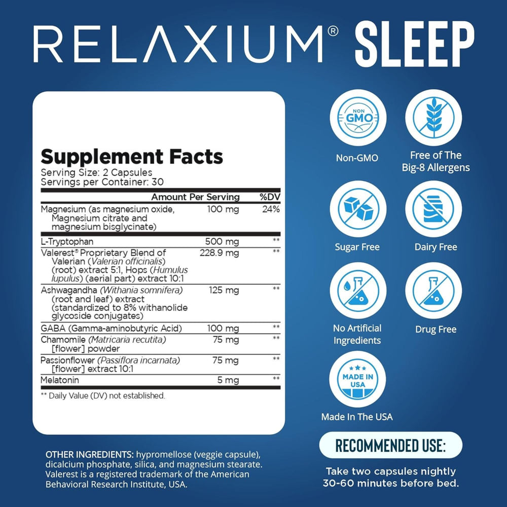 Relaxium detalle de etiqueta con ingredientes y dosificación clara