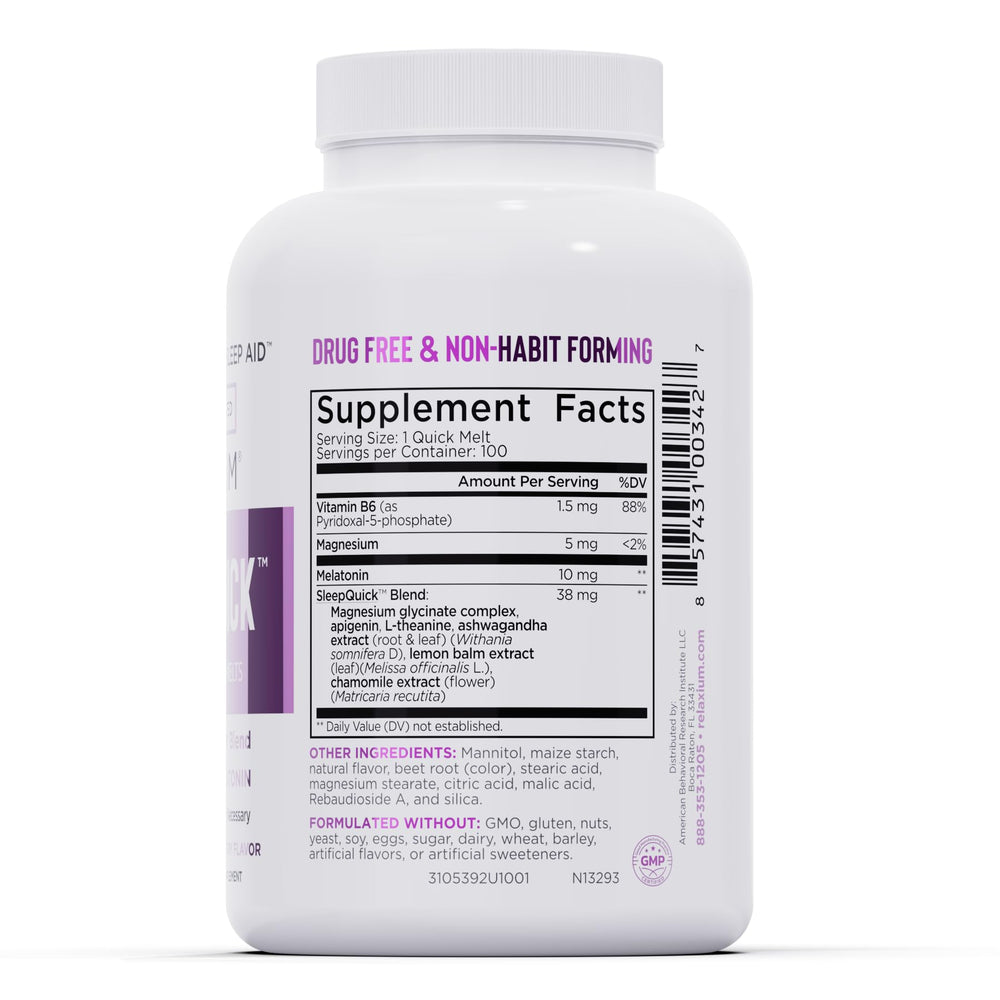 Detalle de la etiqueta Relaxium con información de 10 mg y validación profesional