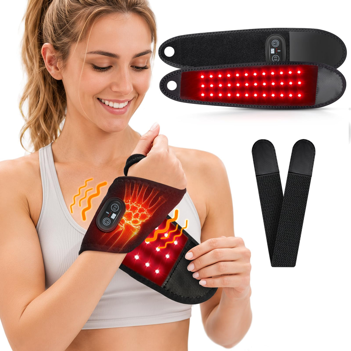 RELEXNOW frente del vendaje de muñeca mostrando diseño ergonómico y comodidad