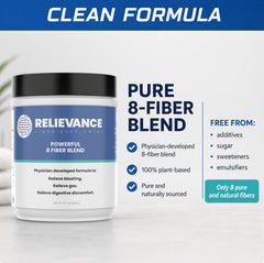 Relievance etiqueta de ingredientes que refuerza fórmula multi‑fibra