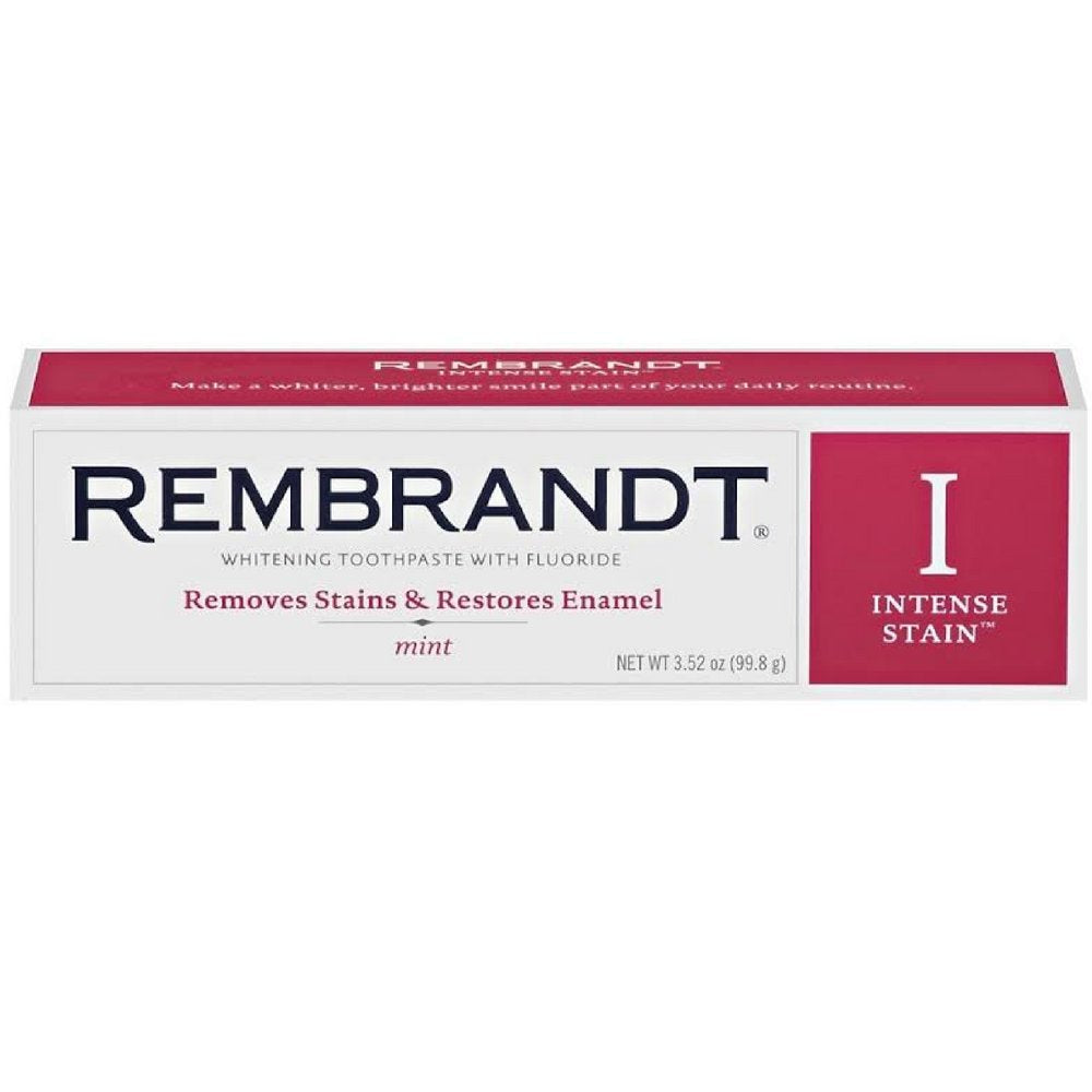 REMBRANDT tubo frente mostrando etiqueta y beneficio blanqueador