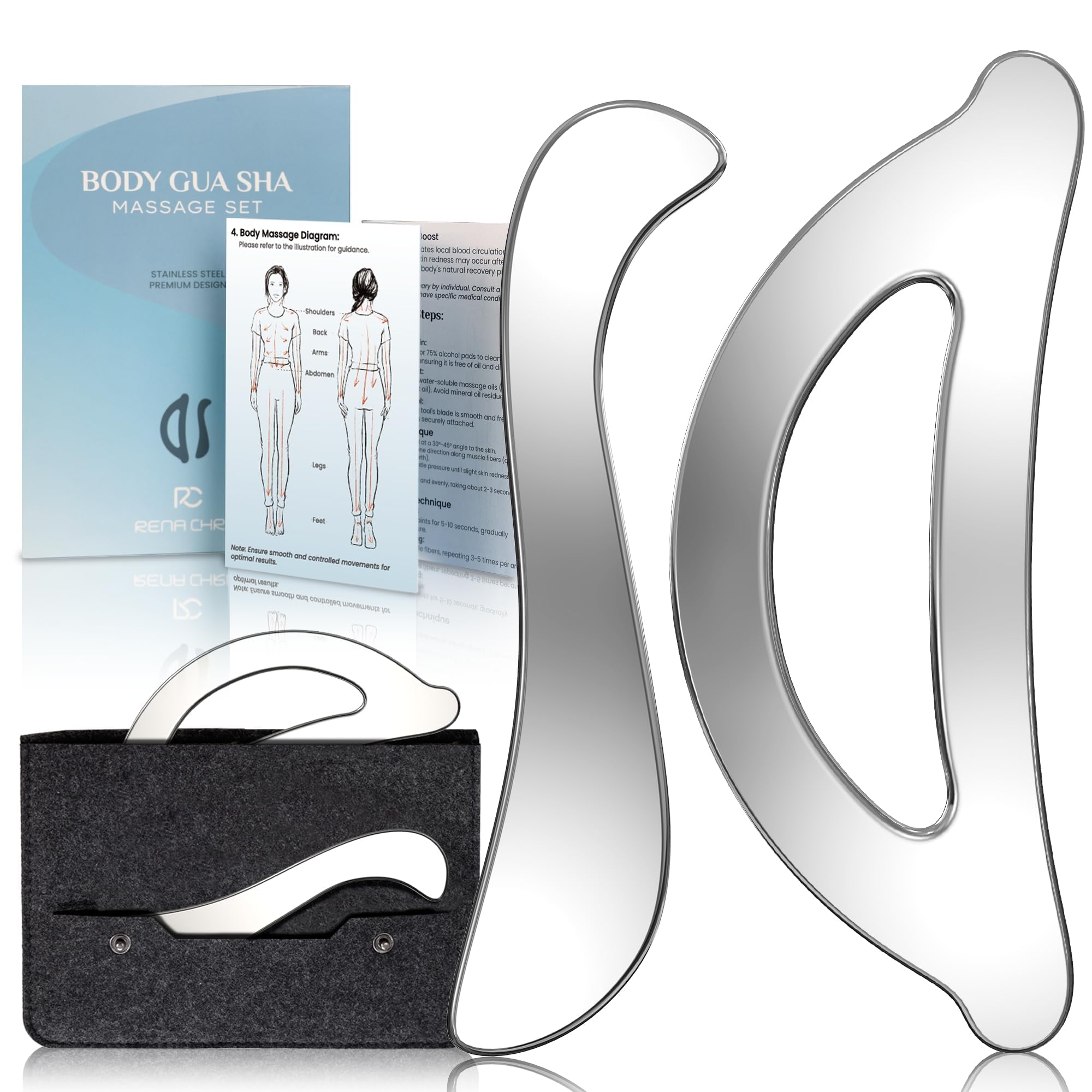 Rena Chris set frontal mostrando las dos herramientas y funda portable beneficiando la movilidad