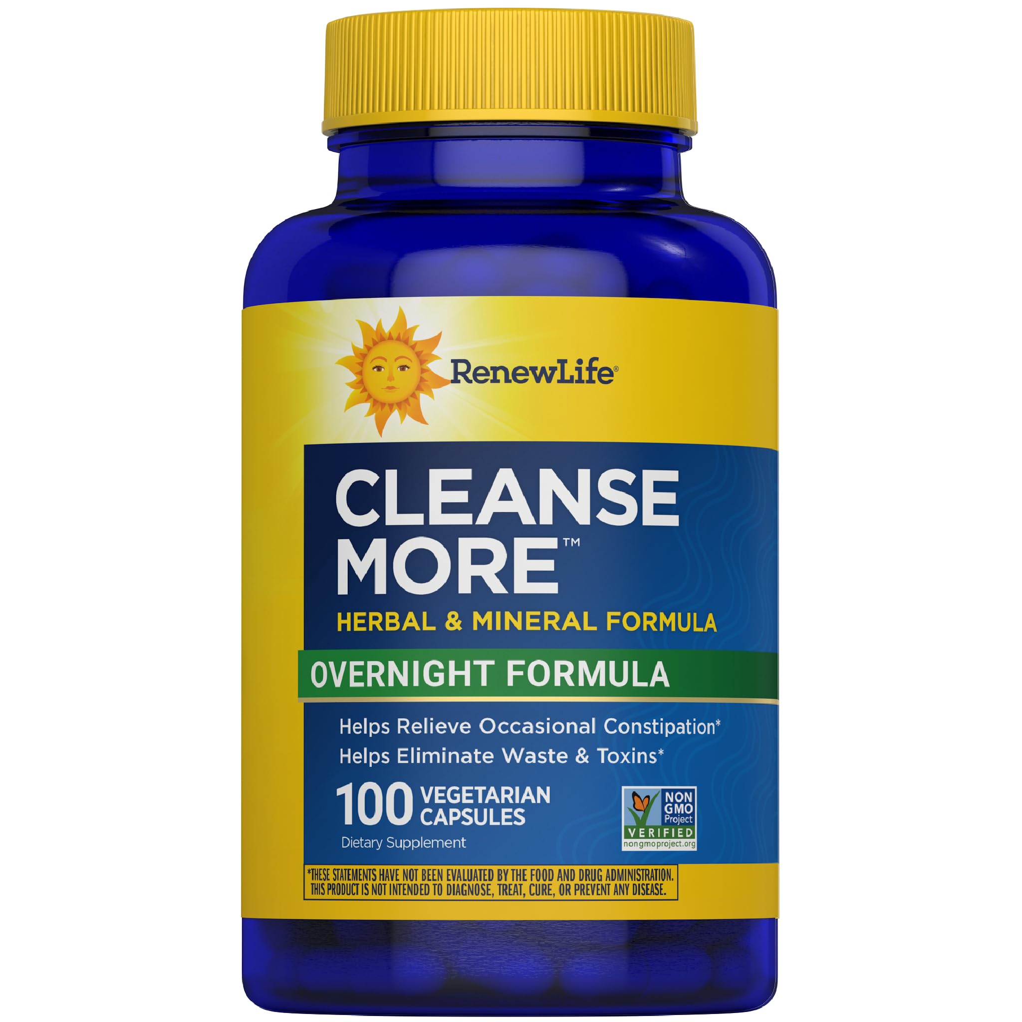 Renew Life envase frontal mostrando 100 cápsulas y claridad del producto
