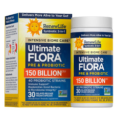 Renew Life envase frontal muestra potencia y cepas, confianza y calidad