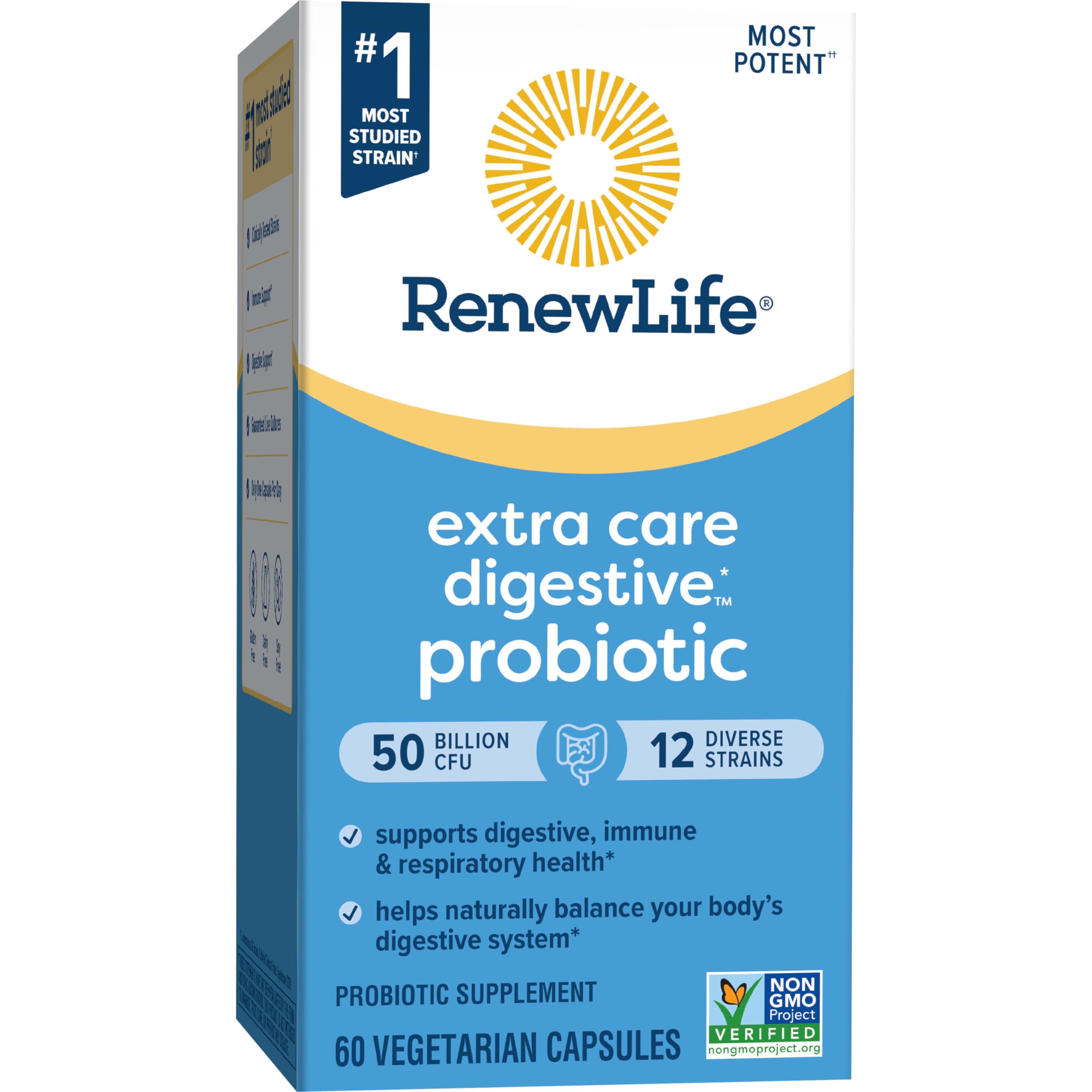 Renew Life envase stay-fresh con sello para proteger potencia hasta expiración