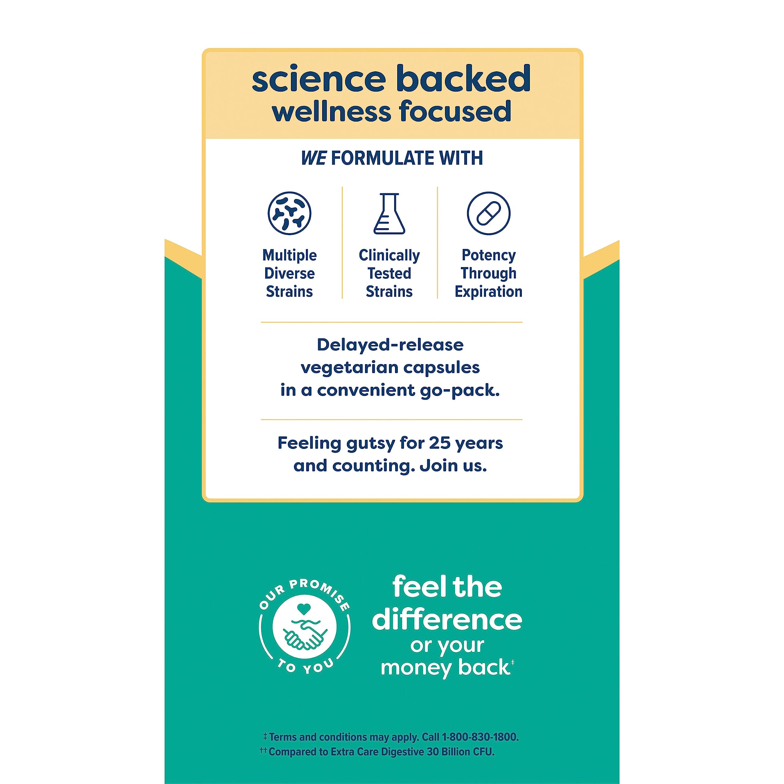 Renew Life Probiótico, cápsulas pequeñas, fáciles de tragar, toma diaria cómoda.