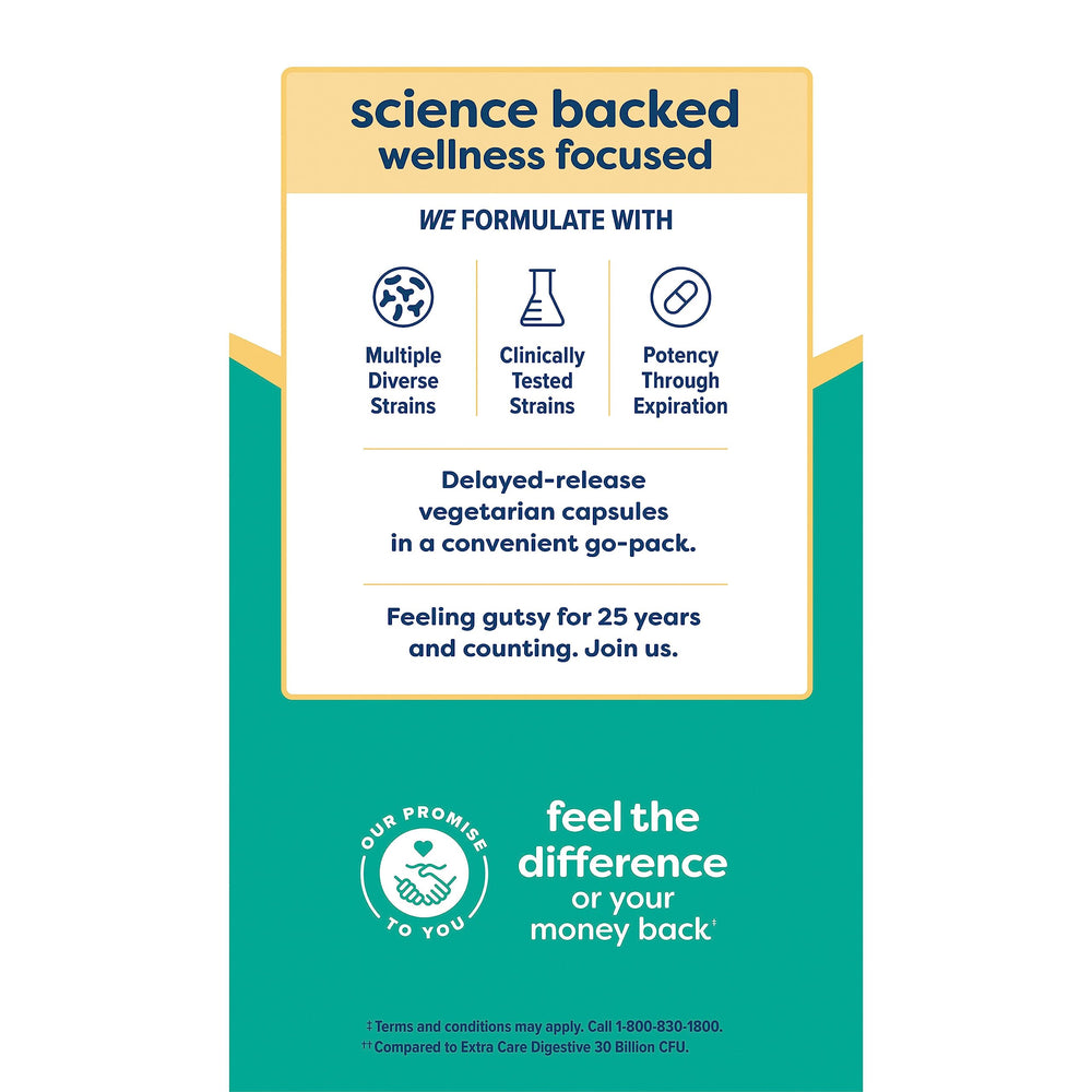 Renew Life Probiótico, cápsulas pequeñas, fáciles de tragar, toma diaria cómoda.