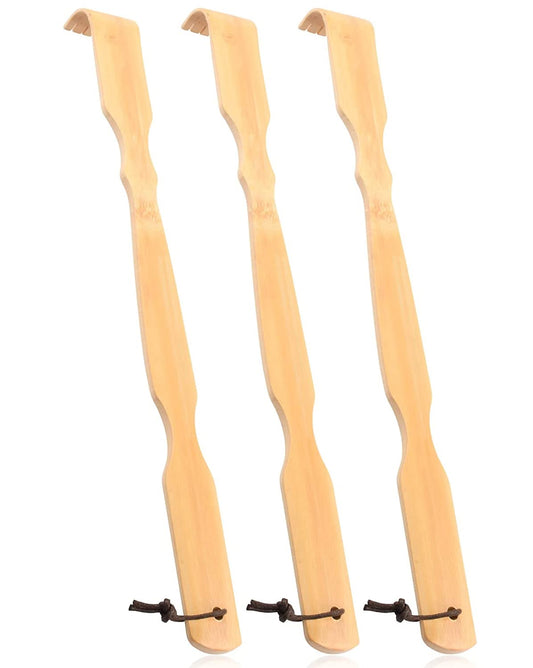 Renook vista frontal del pack de 3 rascaespaldas de bambú, práctico almacenamiento