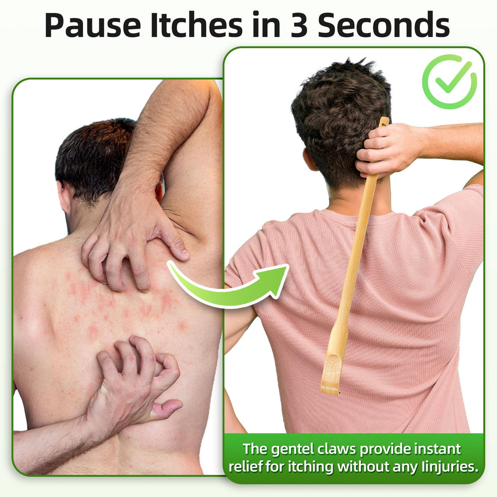 Renook mano usando el rascador en la espalda para alcance cómodo y alivio