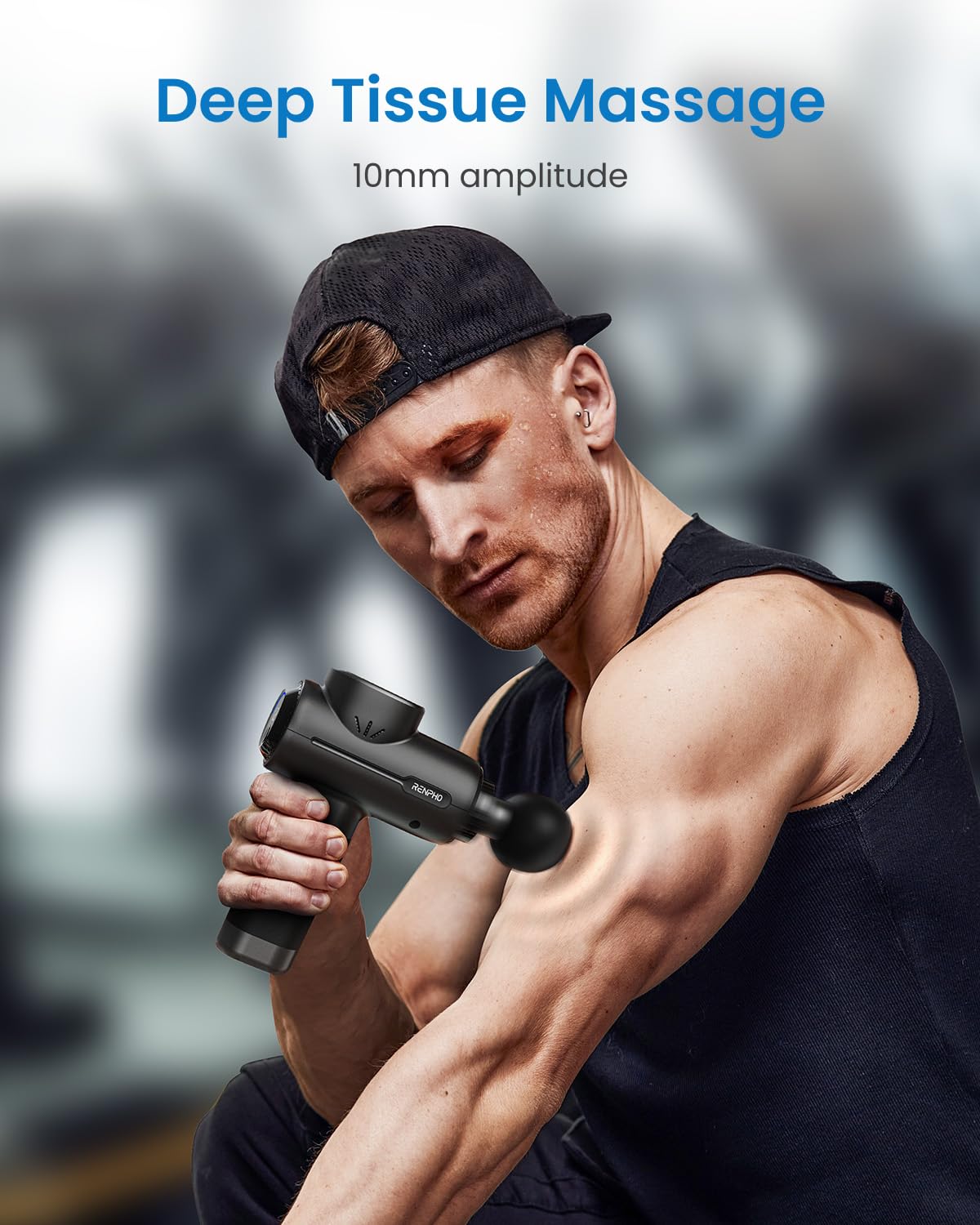 RENPHO Active+ cabezal tipo bola aplicado a cuádriceps para alivio profundo