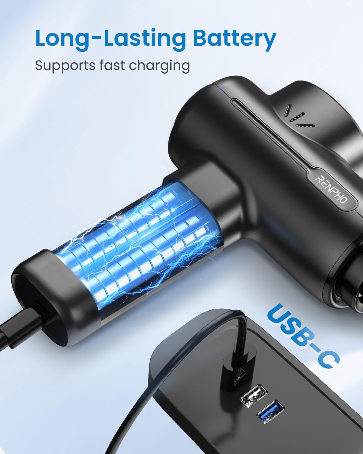 RENPHO Active+ en mano de usuario demostrando uso fácil y control táctil