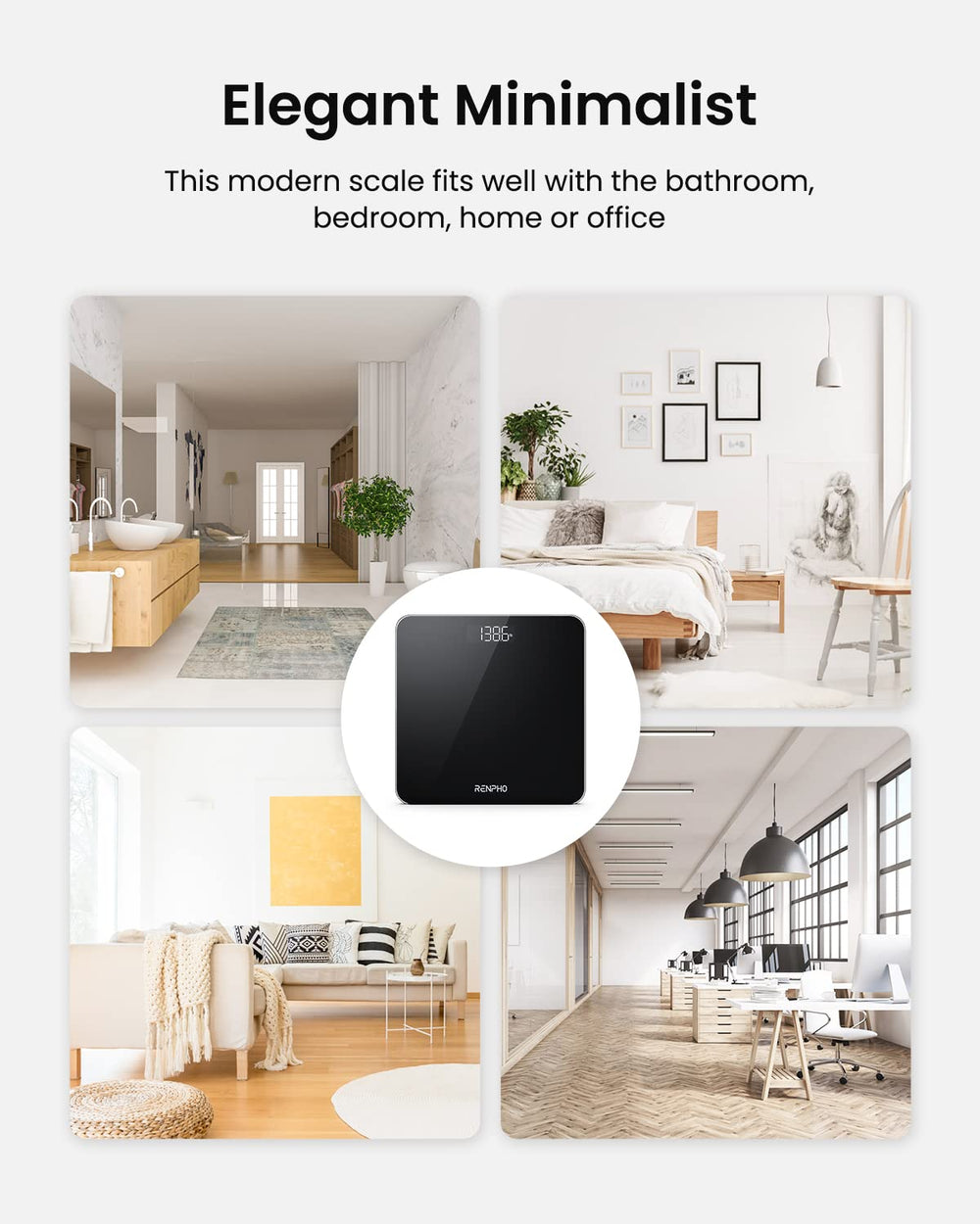RENPHO en baño decorado integrándose con estilo moderno