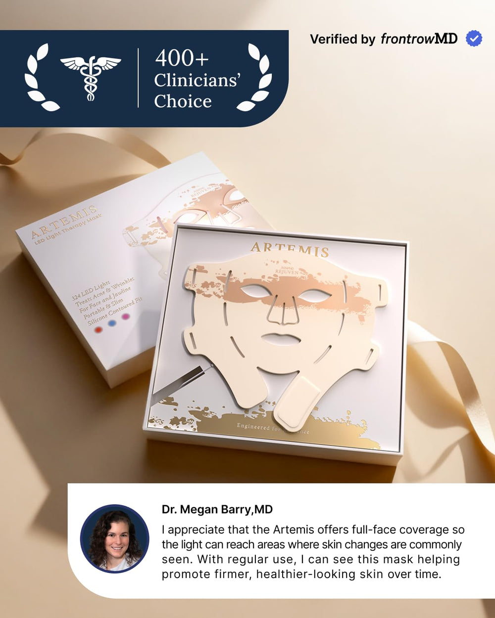 RENPHO comparación de tamaño con mano que muestra ajuste facial cómodo