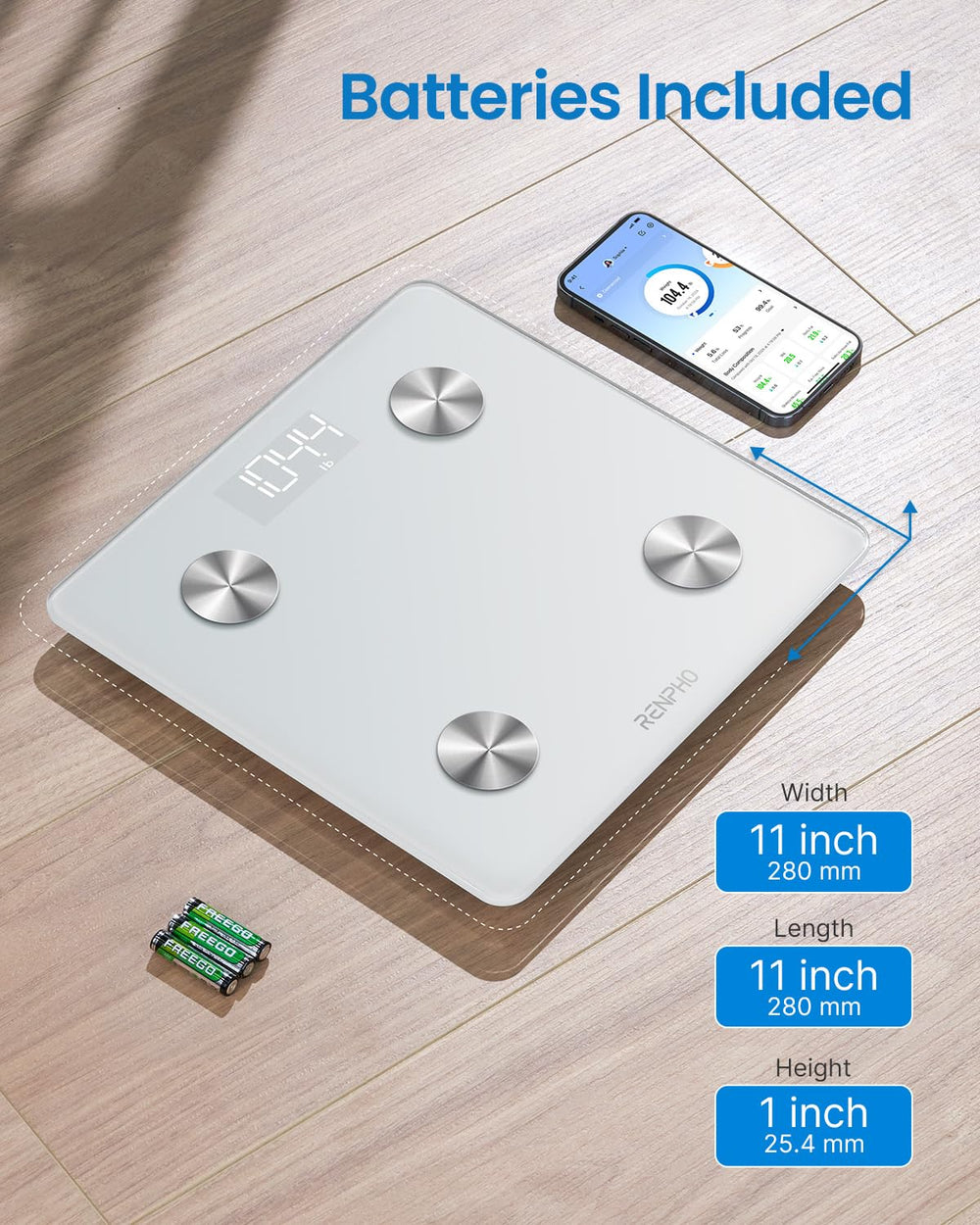 báscula RENPHO en modo bebé con un recién nacido pesándose y registro simple