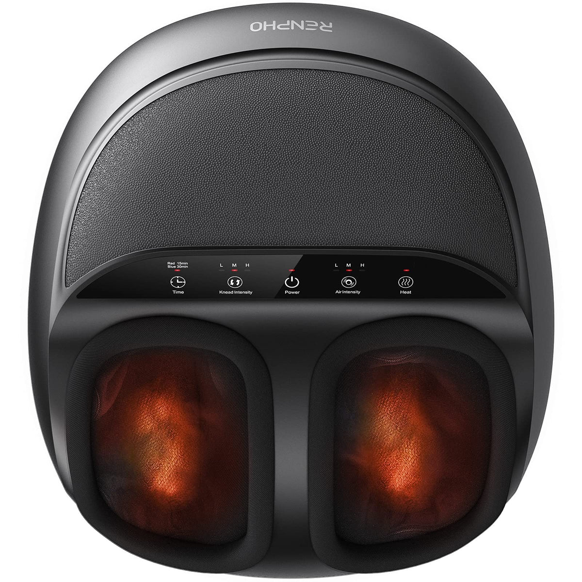 RENPHO vista frontal del masajeador mostrando diseño compacto y uso fácil