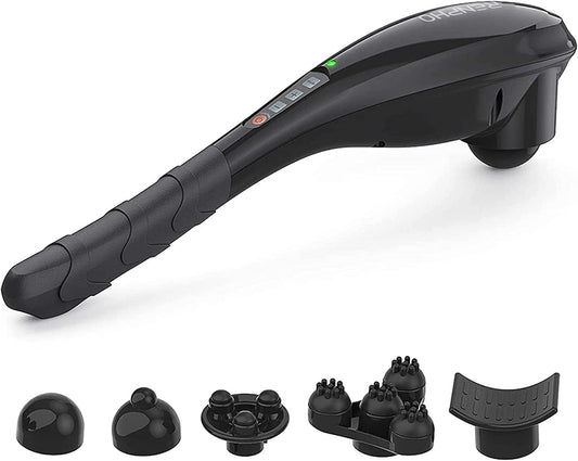 RENPHO vista frontal del masajeador mostrando controles y diseño ergonómico para comodidad