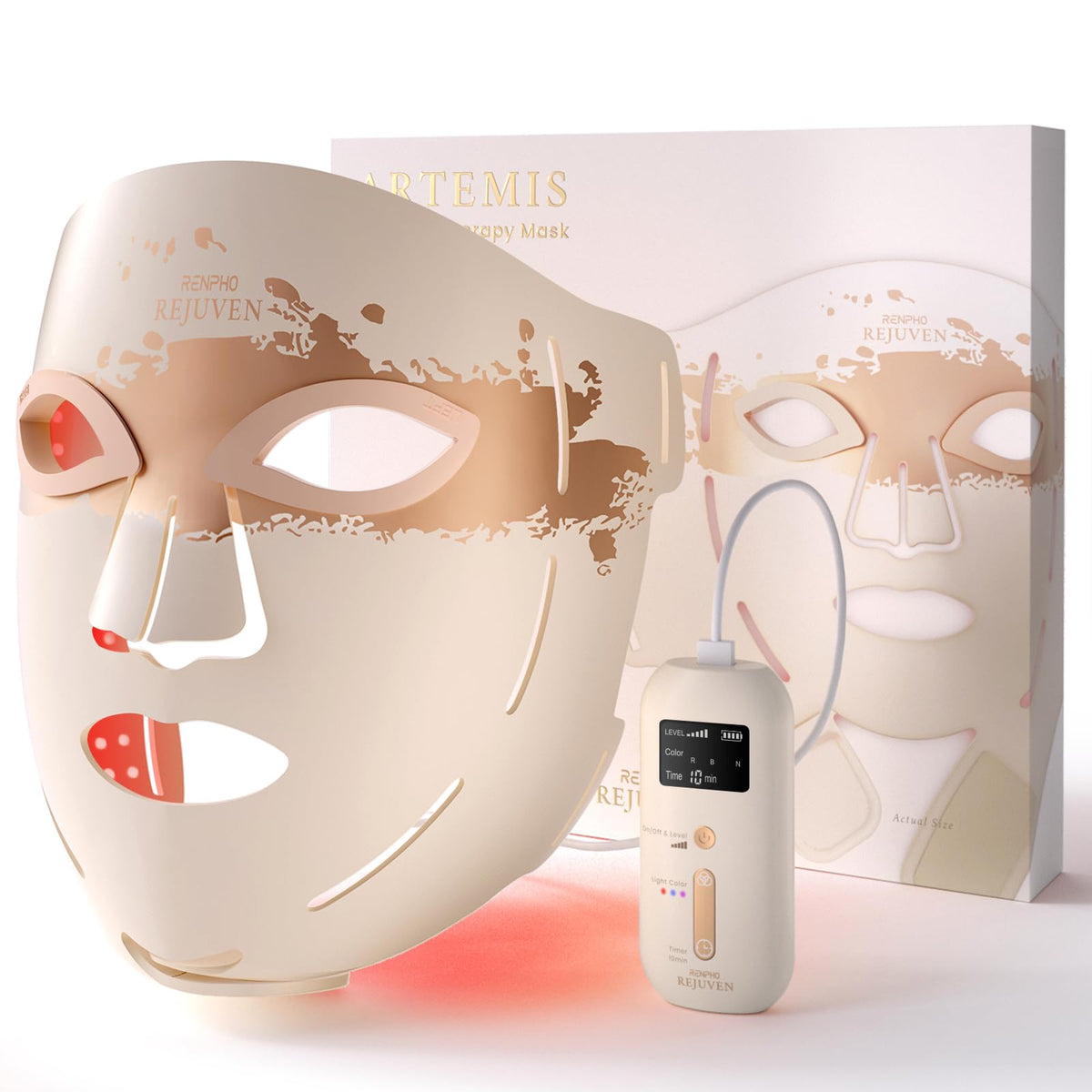 RENPHO máscara frontal mostrando cobertura facial y beneficio estética uniforme