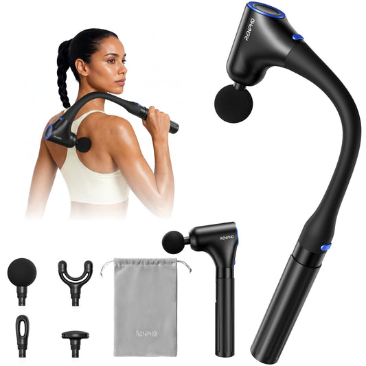 RENPHO vista frontal del massage gun mostrando diseño y potencia